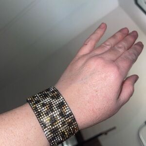 Sparkling Wide Crystal Cuff Bracelet - Gold, Silver, Black